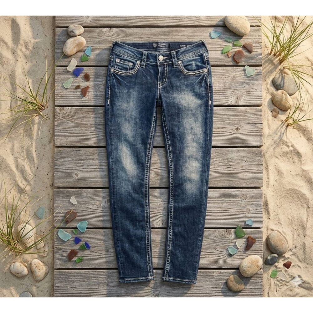 Silver Jeans Suki Skinny Womens 28x31 Blue Low Rise Stretch Denim Jeans